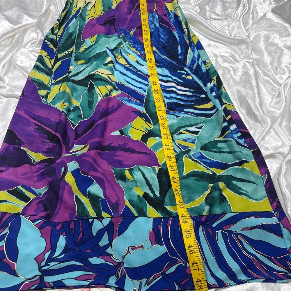 y2k tropical Cache Maxi Dress Green Excellent Beaded Halter Smocked Floral - Picture 8 of 8